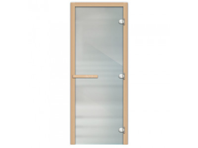 Дверь стеклянная (стекло сатин 8мм, 3 петли, коробка ольха/береза)1900*700