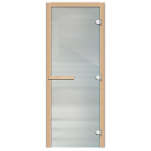 Дверь стеклянная (стекло сатин 8мм, 3 петли, коробка ольха/береза)1900*700
