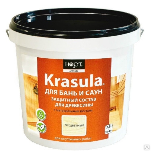Защитный состав для бань и саун KRASULA 2,9 кг без литографии НОРТ